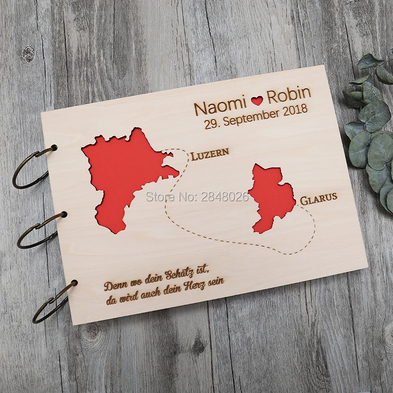 Custom Photo Book - Rustik kişiselleştirilmiş düğün ziyaretçi defteri, Özel