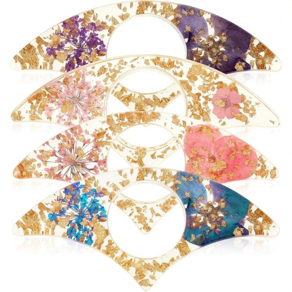 Dried Flower Bookmark - 4 adet hediye kurutulmuş çiçek reçine