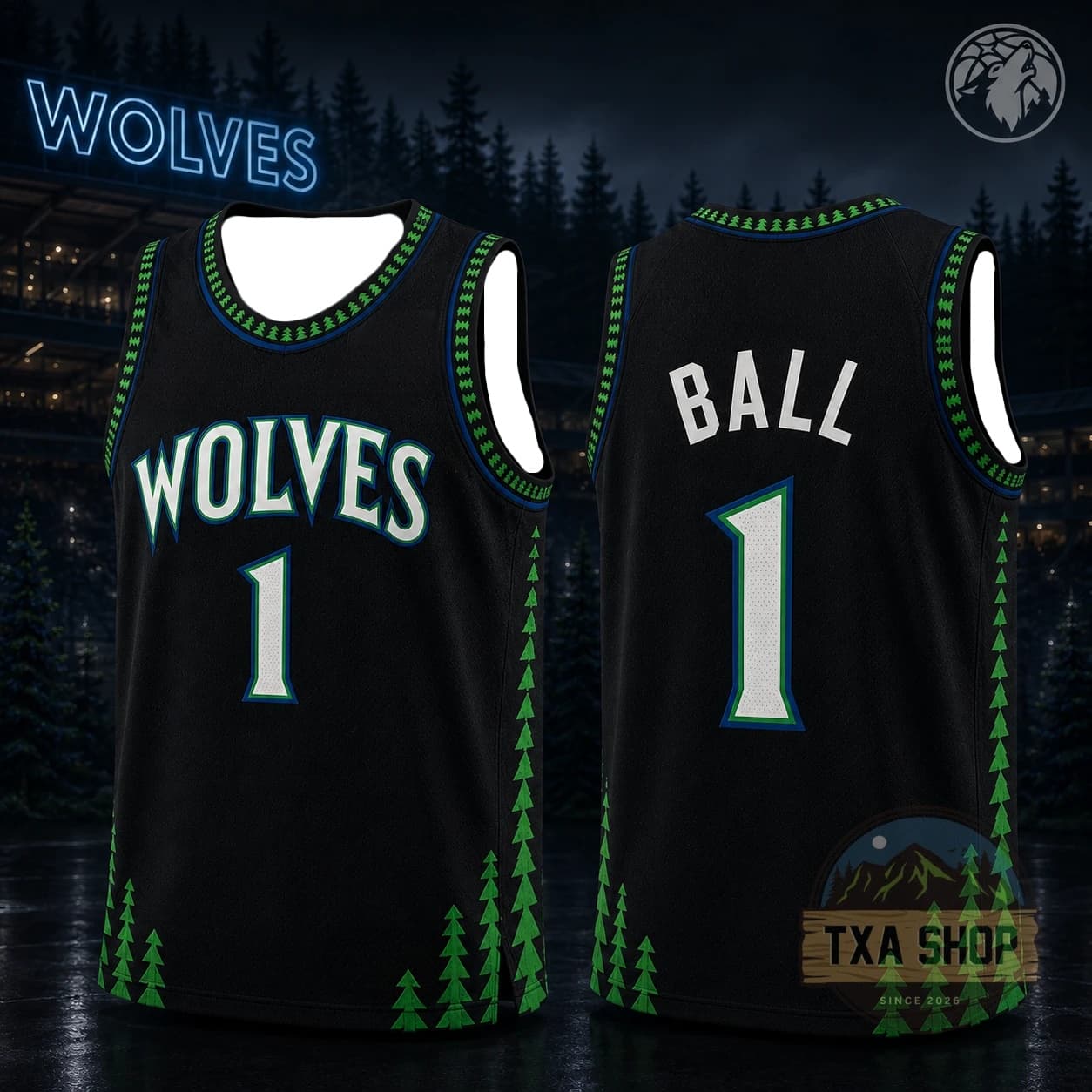 Family Tree Print - Basketbol Forması Siyah Kolsuz Yelek Yeşil