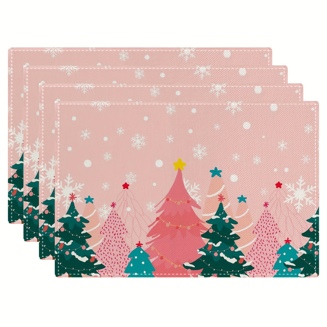 Family Tree Print - Pembe Noel Ağacı Baskılı Amerikan Servisleri